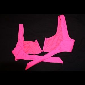 Hot Pink Tie Bikini Top